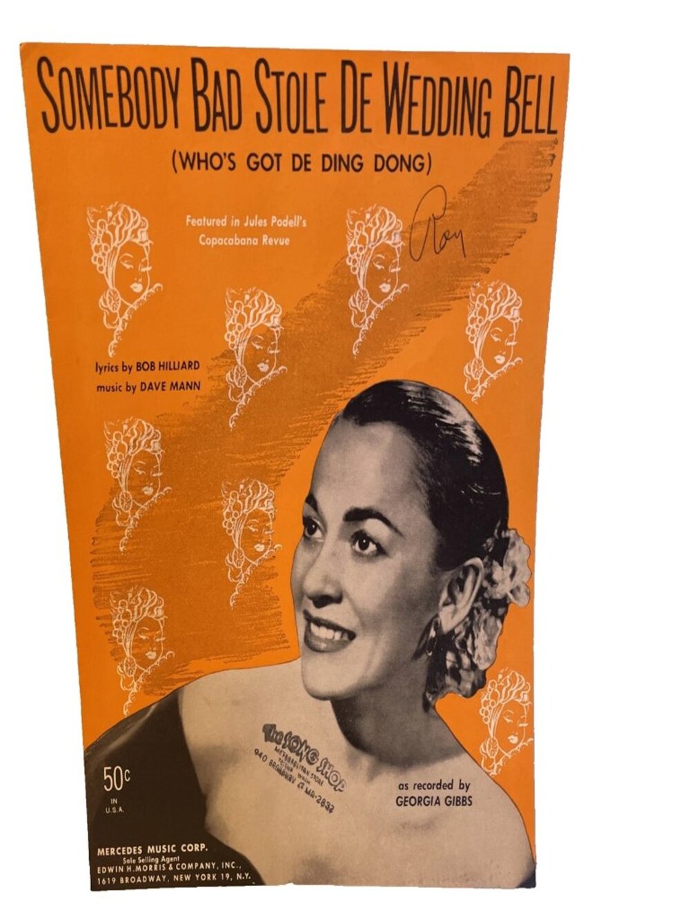 1954 Georgia Gibbs Sheet Music Somebody Bad Stole De Wedding Bell Mann Hilliard